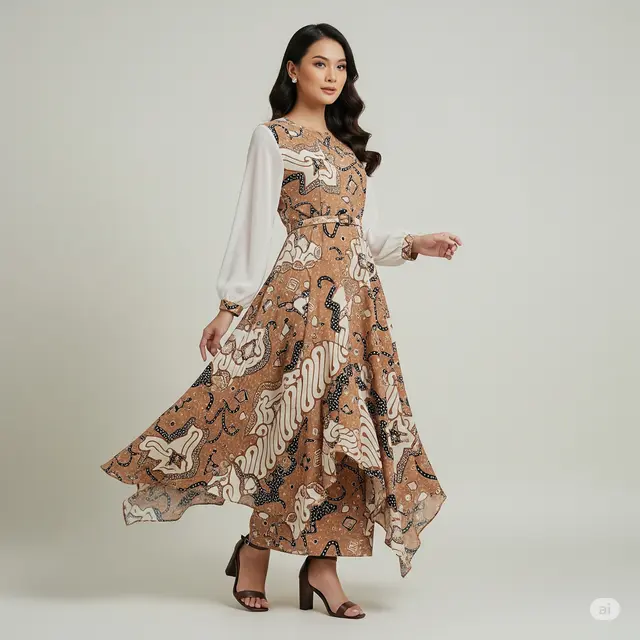 Model Dress Batik Elegan Kombinasi Terbaru.