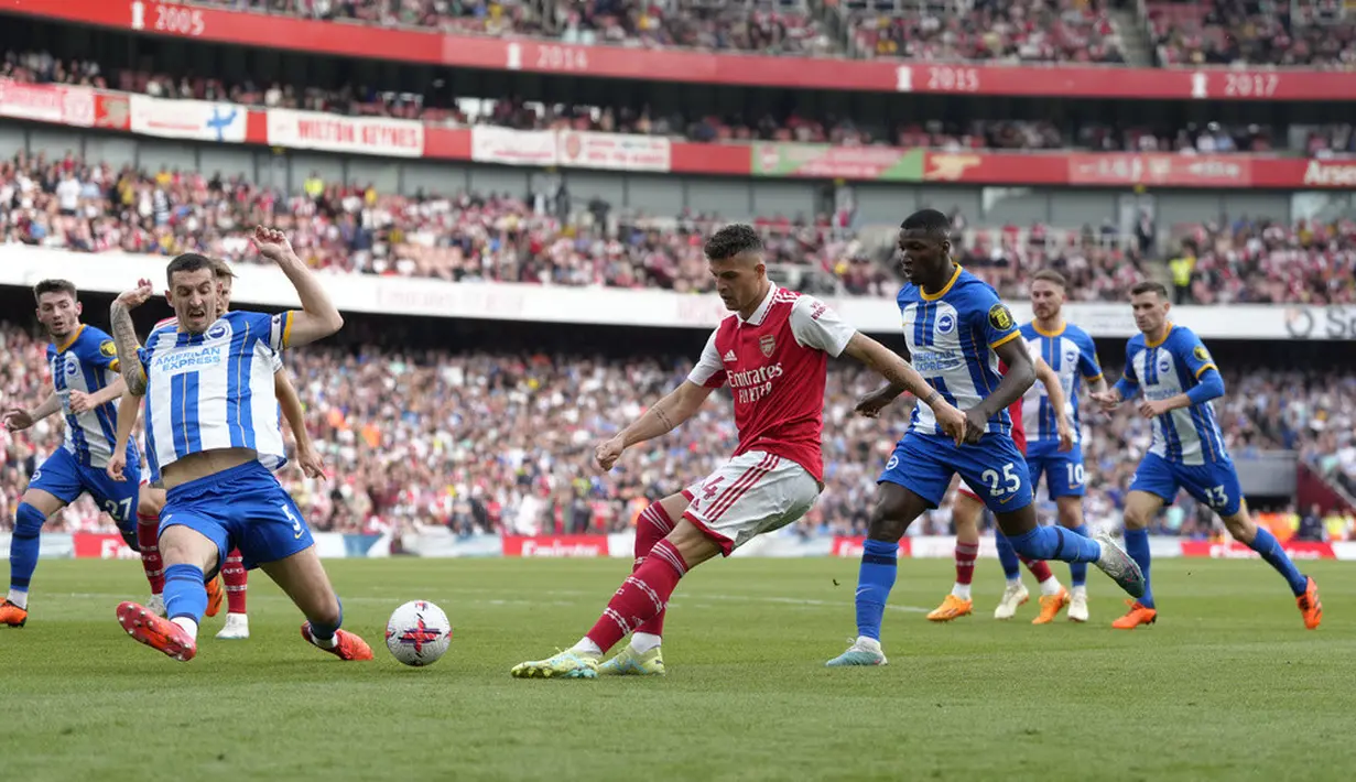 <p>Kekalahan ini tidak mengubah posisi Arsenal di peringkat dua klasemen sementara Liga Inggris. Sedangkan, bagi Brighton, kemenangan ini penting bagi misi mengejar spot Liga Europa. (AP Photo/Kirsty Wigglesworth)</p>