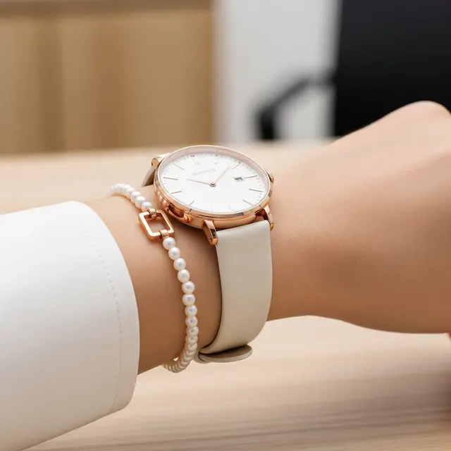 Gaya Padu Padan Jam Tangan Elegan dengan Gelang Mutiara Modern