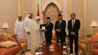 Wapres Ma’ruf Amin bertemu dengan Presiden Abu Dhabi Forum for Peace (ADFP) Syekh Abdullah bin Bayyah, Rabu (2/11/2022). (Foto: BPMI Setwapres)