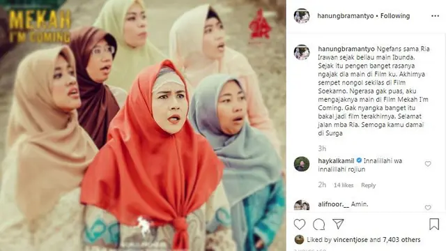 Unggahan Hanung Bramantyo.