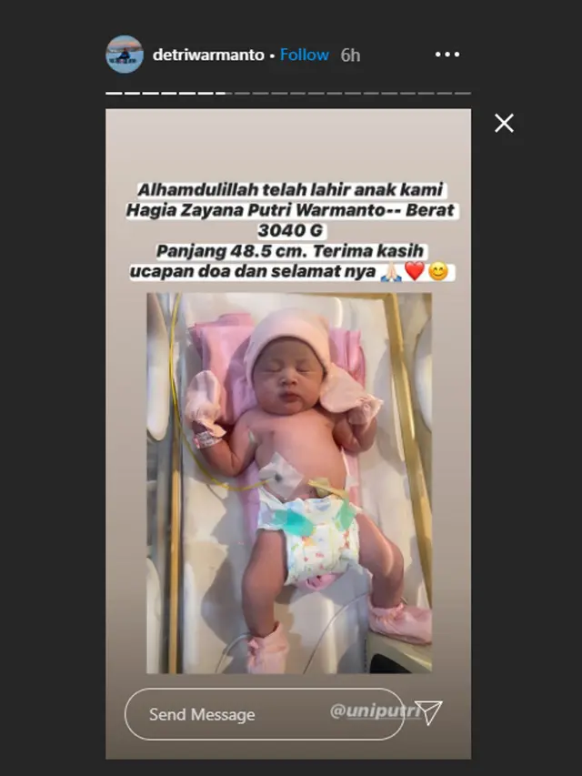 Detri Warwanto dikaruniai anak ketiga