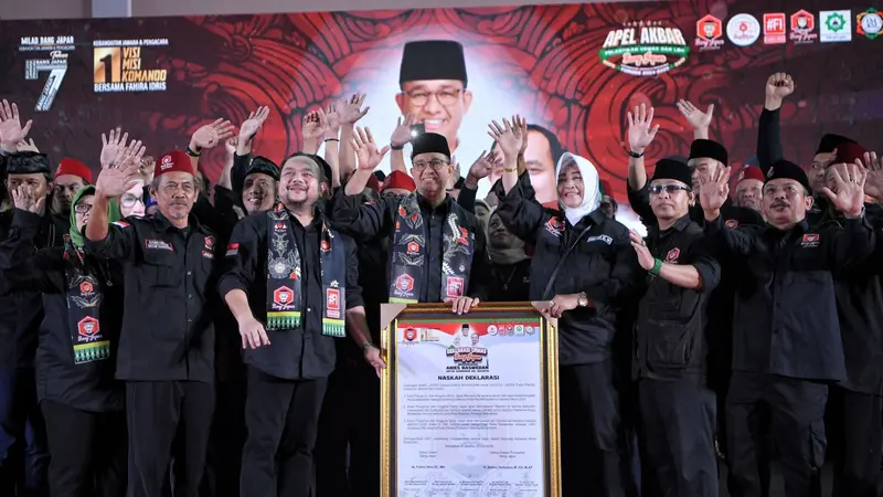 Ormas Kebangkitan Jawara dan Pengacara (Bang Japar) mendeklarasikan dukungan untuk Anies Baswedan maju sebagai bakal calon gubernur pada Pilkada Jakarta 2024.