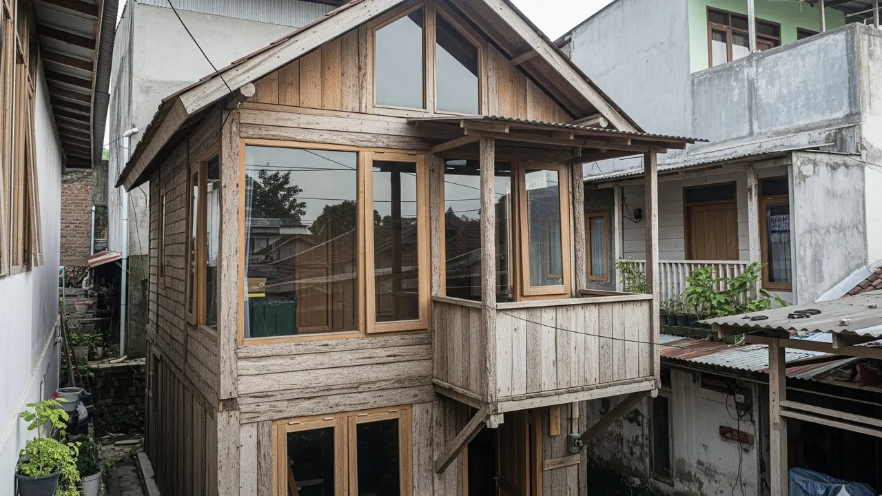 Inspirasi Desain Rumah Rustic Murah Pakai Kayu Lokal di Lahan Sempit