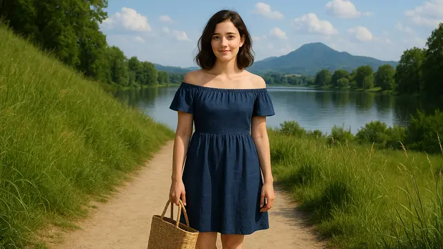 Sabrina Dress with Sandal Tali dan Tas Anyaman