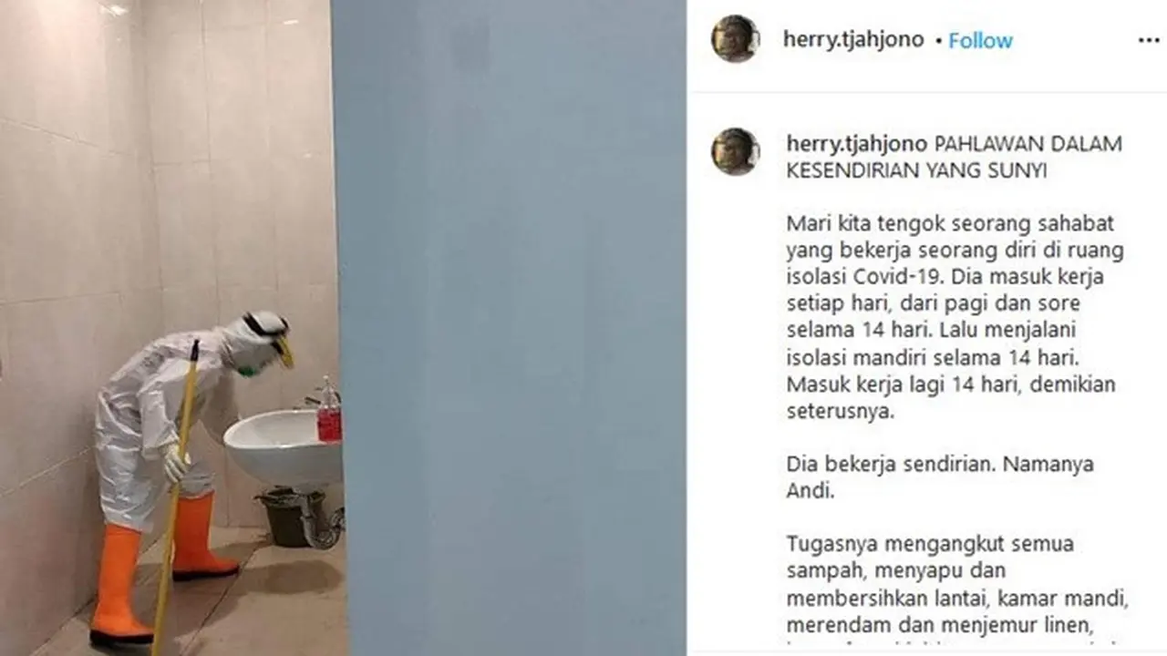Kisah Haru Petugas Kebersihan Kerja Sendiri Membersihkan Ruang Isolasi Corona