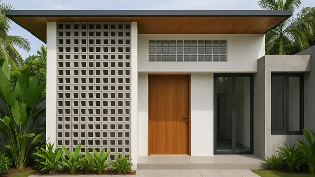 Model Rumah Minimalis Kombinasi Roster dan Glass Block (Foto: ChatGPT)