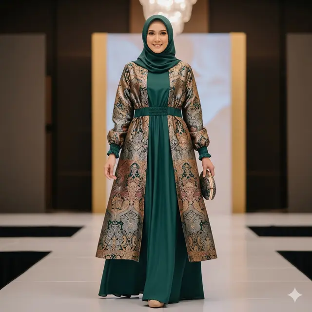 Dress Polos Minimalis + Outer Motif (Brokat/Batik)