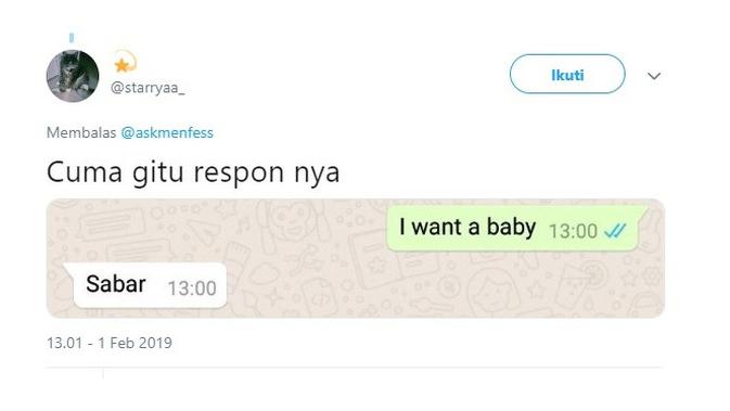 chat i want a baby (Sumber: @askmenfess)