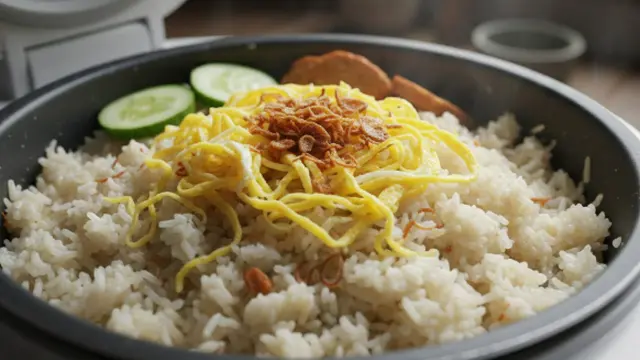 nasi uduk di dalam rice cooker