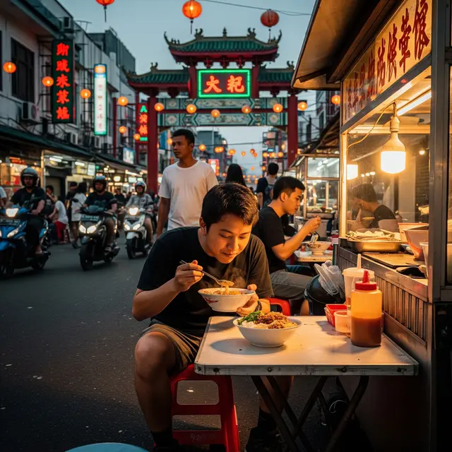 Rekomendasi tempat makan street food murah di Glodok (AI Generated)