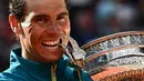 Petenis Spanyol, Rafael Nadal sukses menjadi pemenang di Prancis Terbuka atau Roland Garros 2022 setelah mengalahkan petenis Norwegia, Casper Ruud yang berlangsung di Court Philippe-Chatrier, Stade Roland Garros, Paris pada Minggu (05/06/2022) malam WIB. (AFP/Anne-Christine Poujoulat)