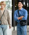 Lihat di sini beberapa potret V BTS dan Park Bo Gum terlihat di bandara mengenakan outfit dari Celine, yang memesona.