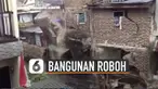 Terekam kamera warga detik detik bangunan rumah roboh karena tergerus air sungai.