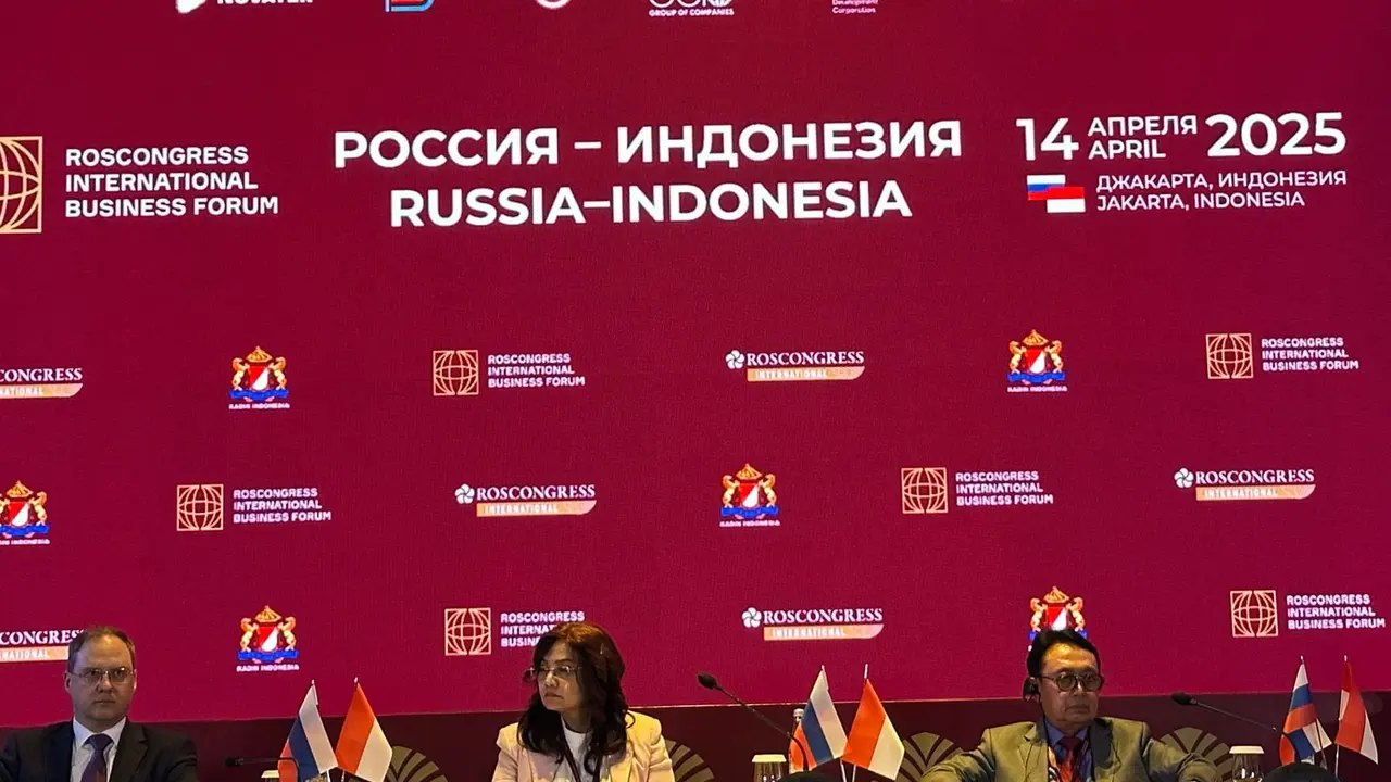Forum Bisnis Rusia Indonesia 2025 yang diselenggarakan di Hotel Raffles, Jakarta, Senin (14/4/2025). (Liputan6.com/Benedikta Miranti)
