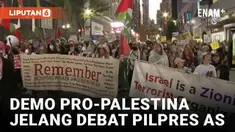 Para demonstran pro-Palestina turun ke jalan di Philadelphia menjelang debat presiden antara Kamala Harris dan Donald Trump.