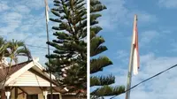 Bendera Negara rusak berkibar di Makassar, Selasa (6/8/2019). Sumber: Akbar Mangenre Kurusi