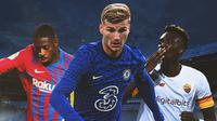 Ilustrasi - Ousmane Dembele, Timo Werner, Tammy Abraham (Bola.com/Adreanus Titus)