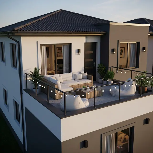 Desain Rumah Tipe 45 Dua Lantai Balkon Terbuka