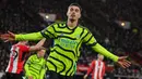 Pemain Arsenal, Kai Havertz melakukan selebrasi usai mencetak gol saat pertandingan sepak bola Liga Premier Inggris melawan Sheffield United di Stadion Bramall Lane di Sheffield, Inggris, 4 Maret 2024. (AP Photo/Rui Vieira)