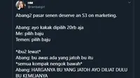 Cuitan Percakapan Imajinasi Penjual dan Pembeli di Pasar (Sumber: Twitter/rambakgirl)