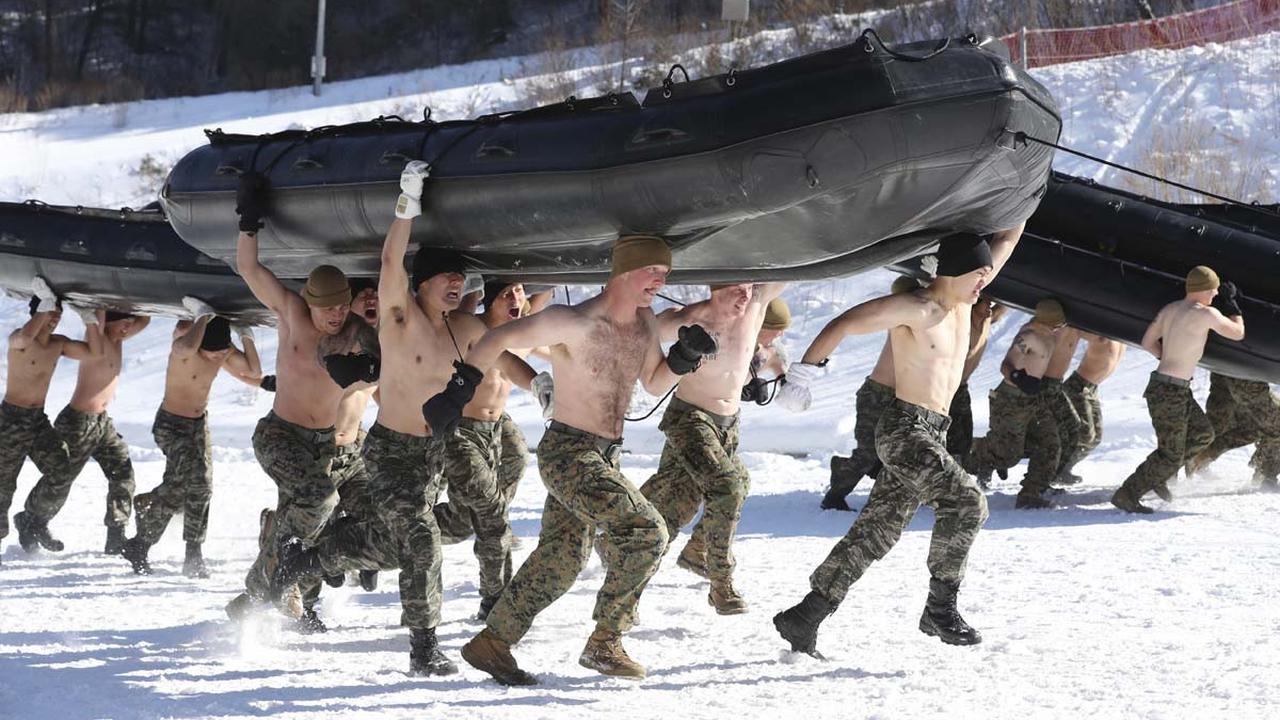 Pasukan Marinir AS dan Korea Selatan melakukan latihan perang bersama (AP/Lee Jin-man)