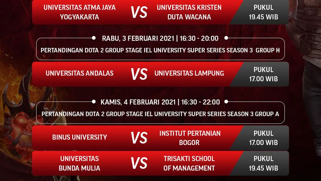 Jadwal IEL University Super Series 2021 di Vidio