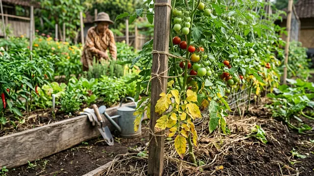 Penyebab Daun Tomat Menguning dari Bagian Bawah dan Cara Mengatasinya (AI Generated)