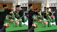 Momen tiga wisudawan maju berurutan saat dipanggil ke depan karena punya nama yang sama. (Sumber: TikTok/nisaa_cha22)