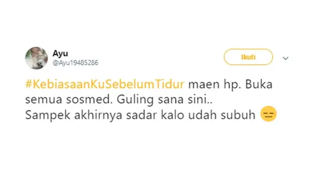 Cuitan kocak (Sumber: Twitter/Ayu19485286)