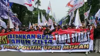 Demo Buruh di Jakarta (Liputan6.com/Helmi Fithriansyah)