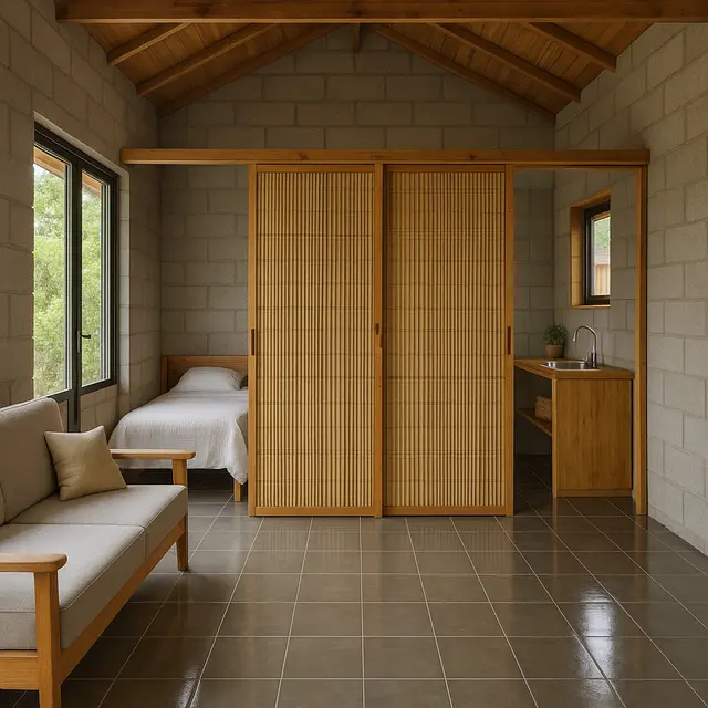 Model Rumah Kecil 5x5 Meter dari Batako dan Bambu