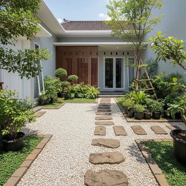 Cara Membuat Gravel Courtyard ala Rumah Eropa (AI Generated)