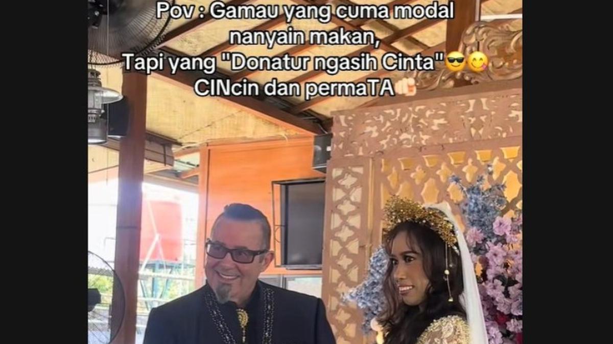 Viral Pria Amerika Menikahi Wanita Riau, Pengantin Pakai Gaun Putih, Tiara dan Sneakers