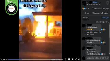 Gambar Tangkapan Layar Video yang Diklaim SPBU Terbakar Akibat Bayar BBM Pakai Handphone (sumber: Facebook).