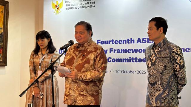 Konferensi pers Perundingan ASEAN DEFA putaran ke -14 di Jakarta, Selasa (7/10/2025). (Foto: Liputan6.com/Tira Santia)