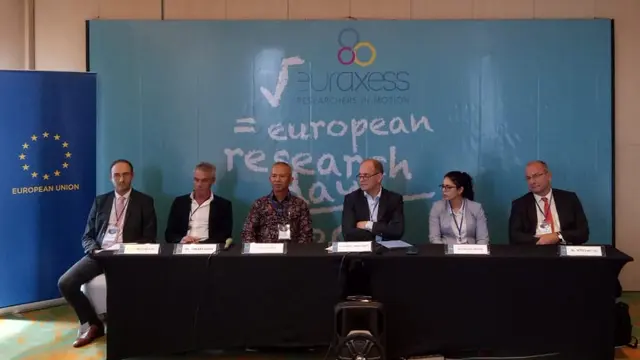 Seluruh narasumber pada European Research Day (ERD) 2019 yang digelar Uni Eropa pada Selasa (29/10/2019) (Liputan6.com/Medrel Uni Eropa)