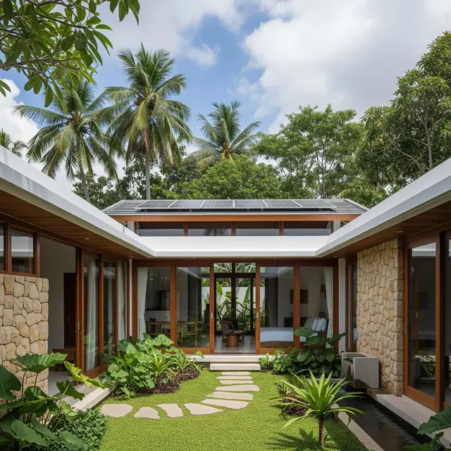 Model Rumah Kecil Tapi Luas dengan Taman di Tengah Area Rumah