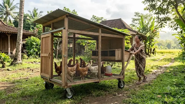 Desain Kandang Ayam Kampung dengan Sistem Pintu Geser