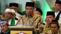 Ketua Umum PBNU Said Aqil Siradj, memberikan sambutan pada acara Multaqo Ulama, Habib dan Cendekiawan Muslim di Hotel Kartika Chandra, Jakarta, Jumat (3/5/2019). Pertemuan tersebut mengajak umat Islam untuk membangun ukhuwah dan rekonsiliasi pasca Pemilu. (Liputan6.com/Johan Tallo)