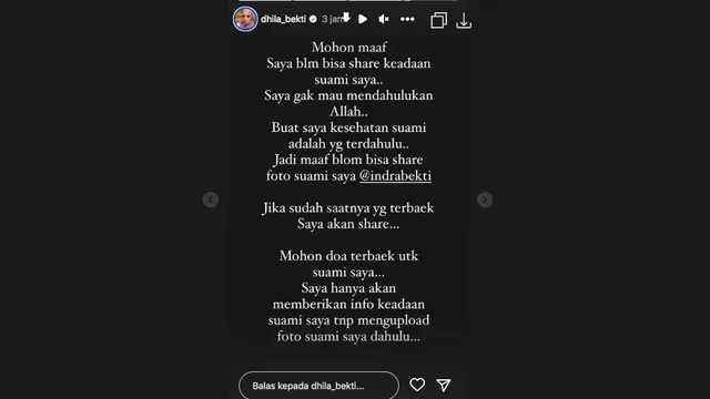Indra Bekti Sudah Sadar dan Dalam Kondisi Baik, Aldila Jelita Masih Tak Mau Spill Potret Sang Suami
