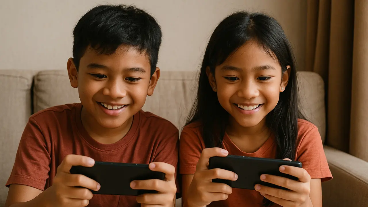 Ilustrasi anak bermain game.