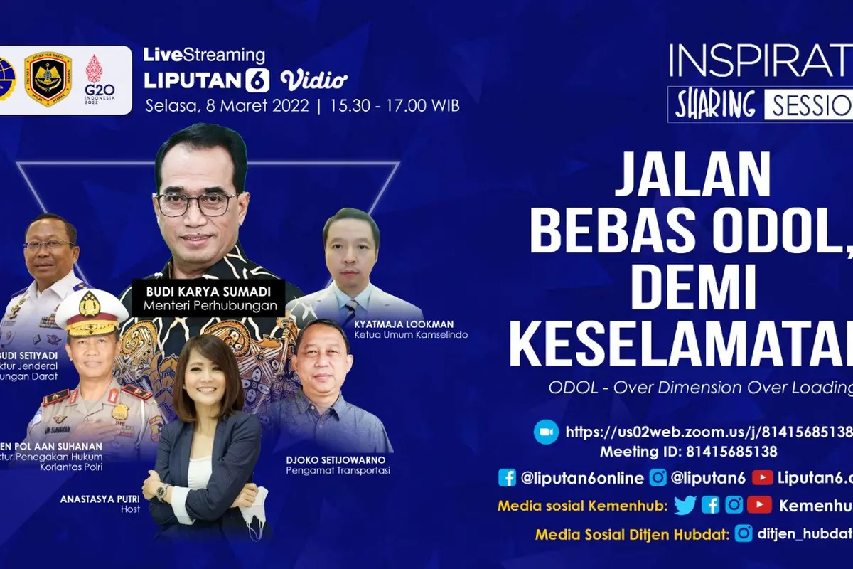 Webinar bertajuk “Jalan Bebas ODOL demi Keselamatan" pada Selasa, 8 Maret 2022, pukul 15.30 WIB.
