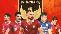 Timnas Indonesia - Rizky Ridho, Jordi Amat, Elkan Baggott, Justin Hubner, Wahyu Prasetyo (Bola.com/Adreanus Titus)