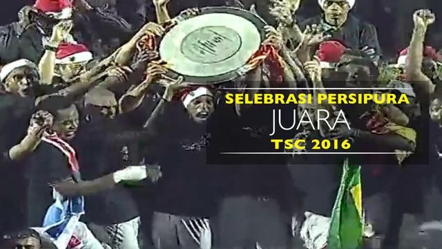Video selebrasi Persipura Jayapura jadi juara Torabika Soccer Championship 2016 presented by IM3 Ooredoo di Stadion Mandala, Minggu (18/12).