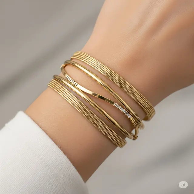 Gambar Model Gelang Emas 24 Karat Terbaru. Foto: Gemini