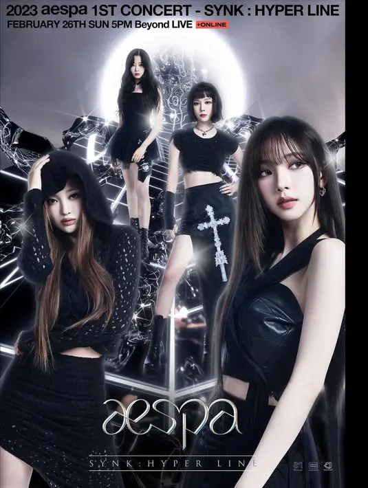Nah, kalau yang ini adalah wajah para member aespa saat "bertugas" sebagai idol K-Pop. Ini adalah poster untuk konser perdana mereka yang bertajuk  ‘Synk : Hyper Line" pada 25 dan 26 Februari mendatang.   (Instagram/ aespa_official)