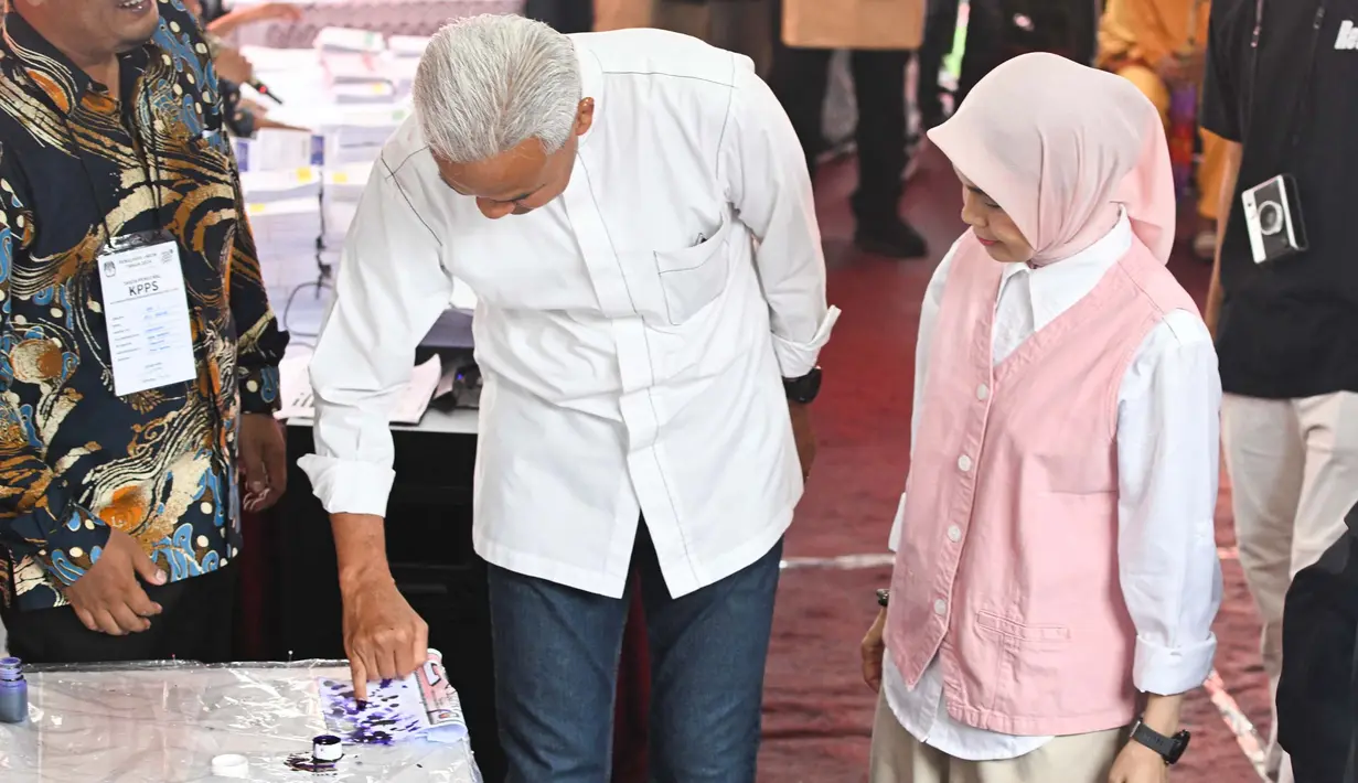 Usai mencoblos, Ganjar Pranowo berencana langsung menuju Jakarta untuk bertemu Ketua Umum PDIP Megawati Soekarnoputri. (JUNI KRISWANTO/AFP)