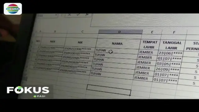 Enam orang dengan nama Tuhan di Jember, Jawa Timur, siap beri hak politik di Pemilu 2019.