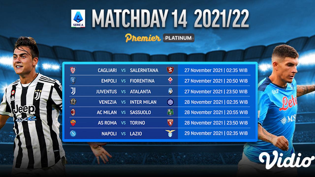 Jadwal dan Live Streaming Liga Italia 2021/2022 Matchday 14 di Vidio, 27-29 November 2021